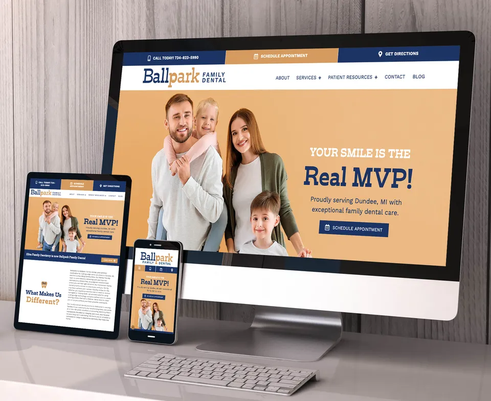 Ballpark Family Dental website portfolio screenshot